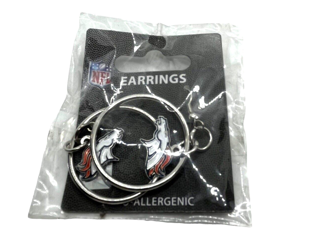 Denver Broncos Hoop Earrings NWT NFL Officially Licensed Hypo-Allergenic Women